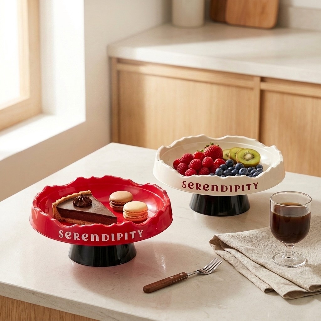Cake Board Round - Dalgalı Plastik Pasta Standı, Çıkarılabilir Ayaklı