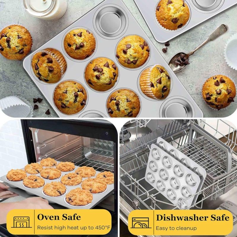 Muffin Tin Nonstick - DT39 Paslanmaz Çelik Kek Kalıbı 12