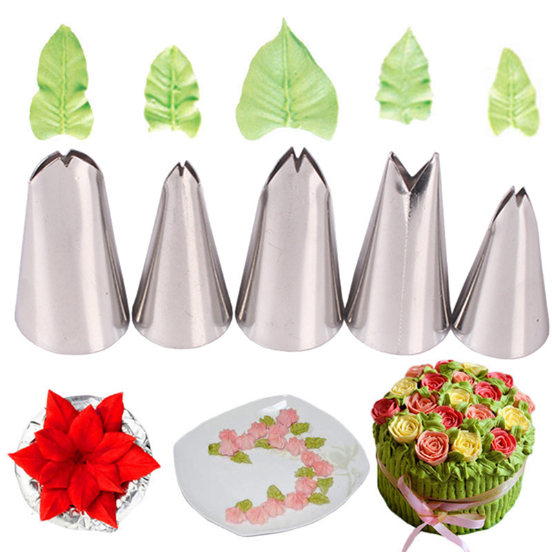 Decorating Tip Set - Yeni # 5'li Set Yaprak Şeklinde