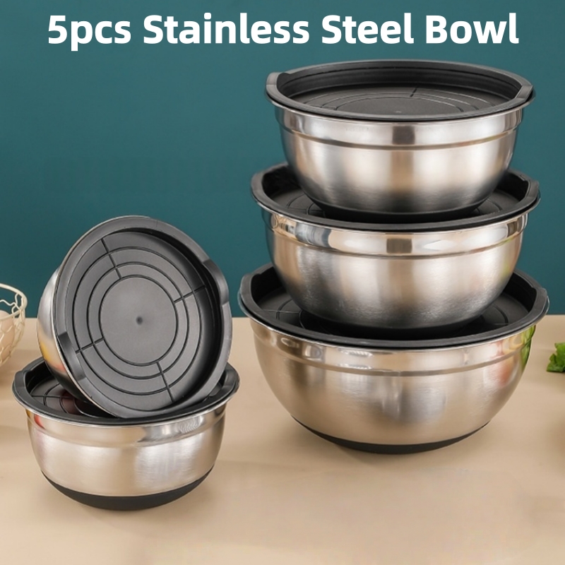Baking Kitchen Set - 5'li Set Paslanmaz Çelik Karıştırma Kabı