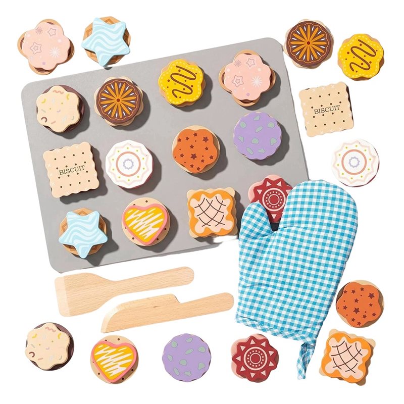 Baking Kitchen Kids - WOWFU-Çocuklar İçin Ahşap Kurabiye Oyuncak Seti,