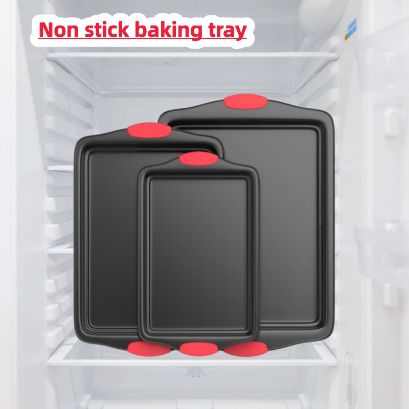 Kitchen Oven Baking Pans - Yeni Yapışmaz Tava, Kırmızı Silikon Saplı,