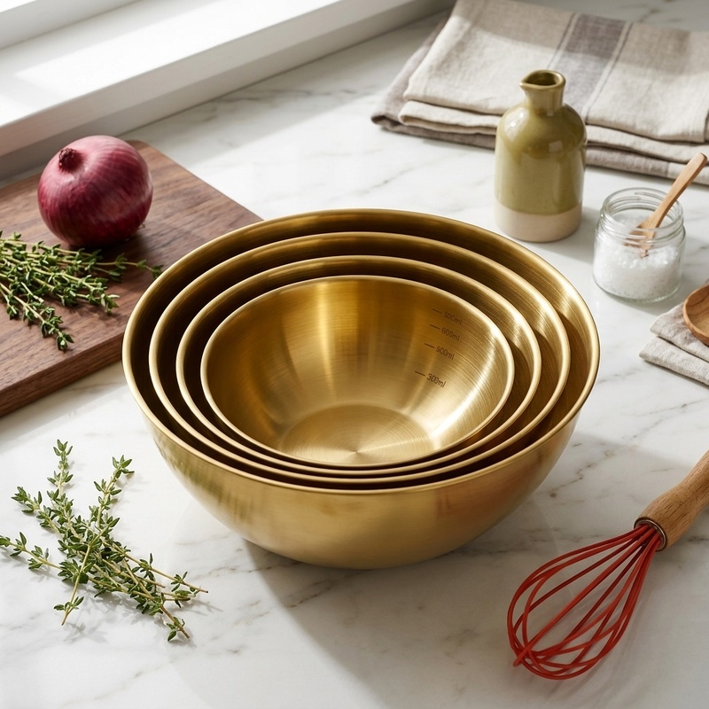 Baking Kitchen Set - 3 Parça Paslanmaz Çelik Karıştırma Kase